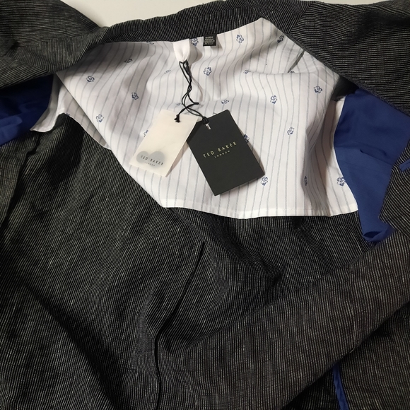 Ted Baker Sport Coat Mens Size 5(XL) Black Stripe 100% Linen Suit Blazer Jacket - Picture 14 of 14